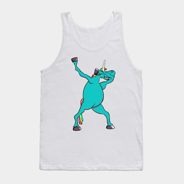 Blue Unicorn Dabbing Tank Top by mailboxdisco